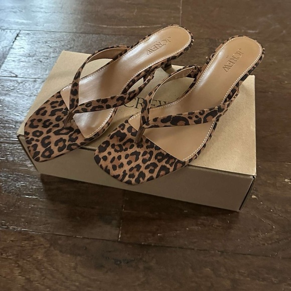 J.Crew-Microsuede kitten-heel sandals-leopard print-size 7.5 New in box. - Picture 2 of 13